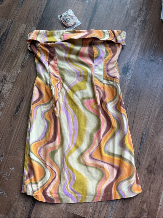 wild fable Dresses & Skirts - wild fable Strapless Wave-Print Mini Dress in Yellow, Pink & Orange medium